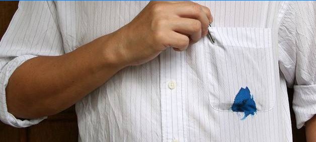 Ink stain on the pocket of a man’s shirt