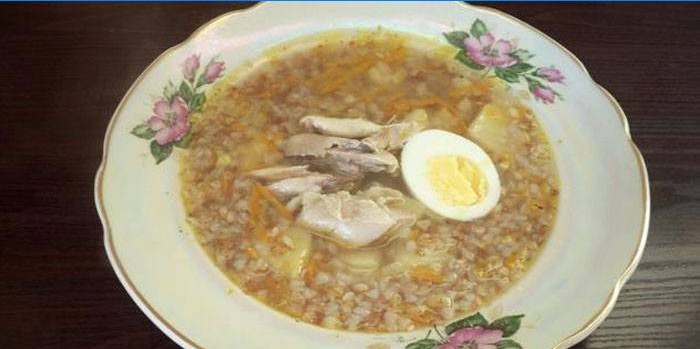Buckwheat soup with chicken and egg