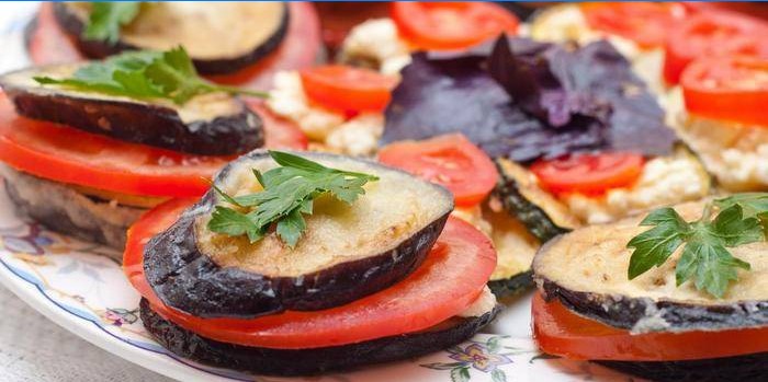 Fried eggplant with tomato
