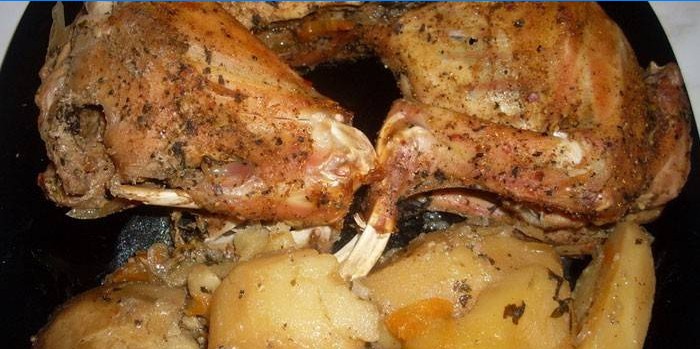 Rabbit meat with potatoes