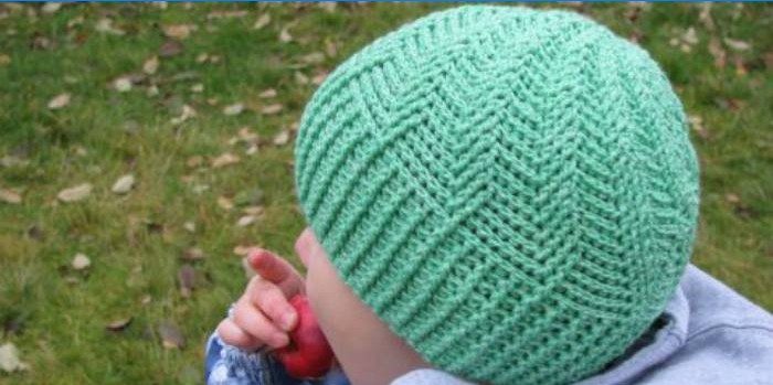 Children's knitted hat with embossed pattern