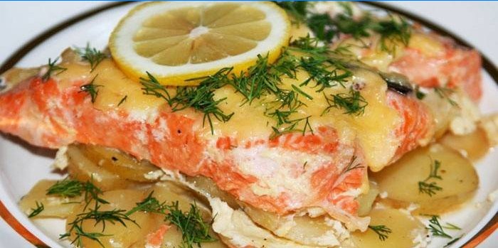 Baked trout with potatoes