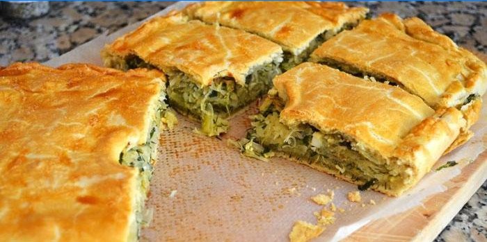 Pieces of cabbage pie