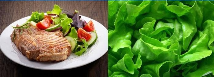 Vegetables, Salad and Steak