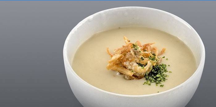 Plate with mushroom cream soup