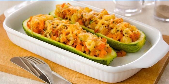 With vegetables and cheese
