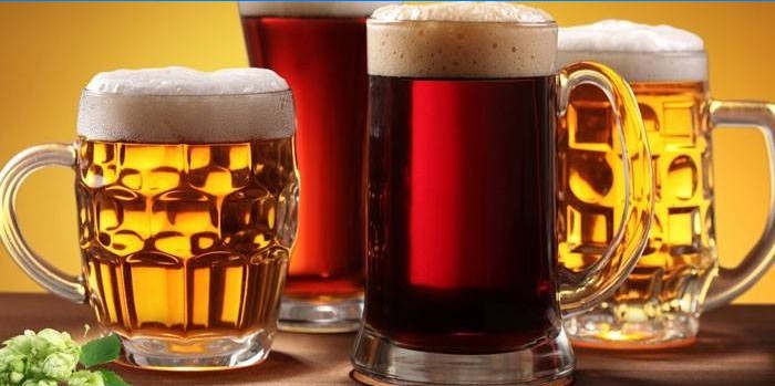 Beer of different varieties in glasses