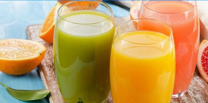 Fruit juices in glasses
