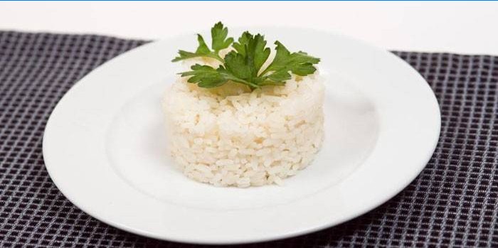 Boiled rice in a plate