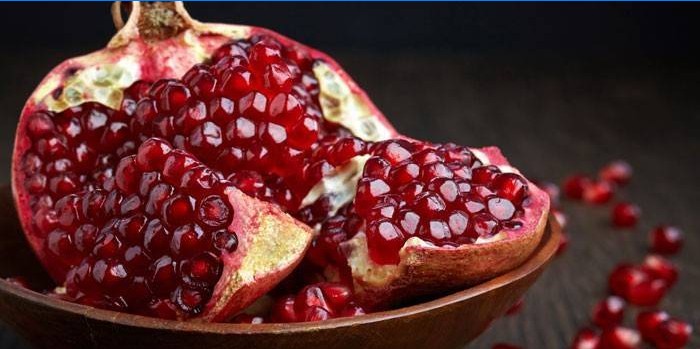 Pomegranate slices on a plate