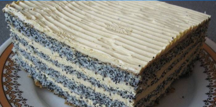 Poppy seed cake with sour cream butter
