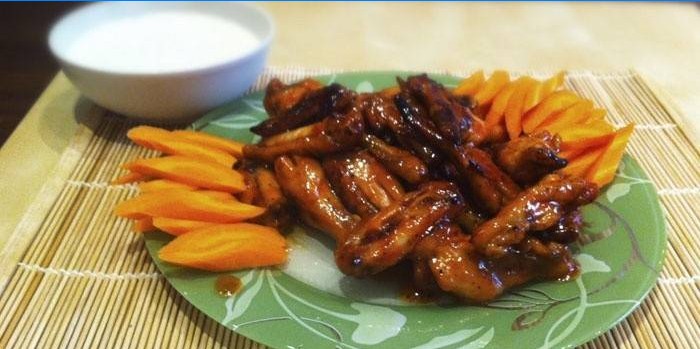 Buffalo with carrots on a plate
