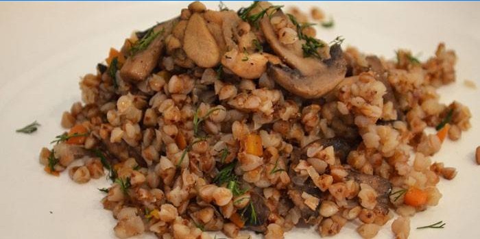 Buckwheat with meat and mushrooms