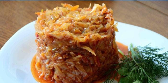 Stewed cabbage on a plate