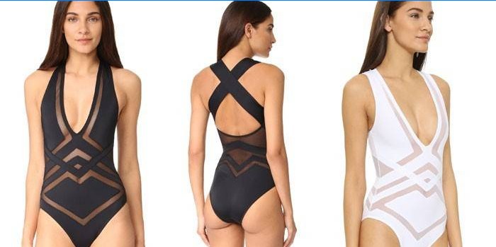 Bane swimsuit in two colors with sheer inserts