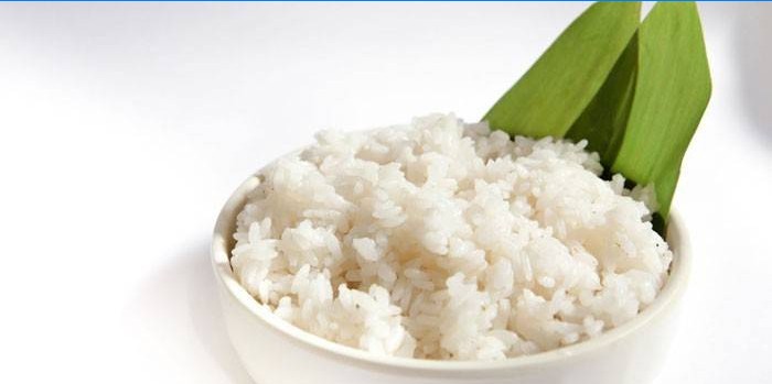Boiled rice on a plate