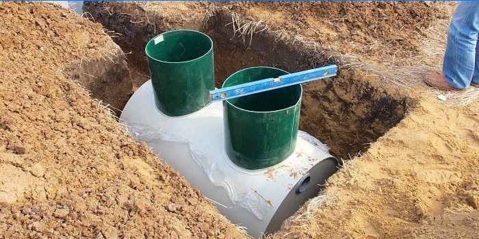 Storage septic tank on site