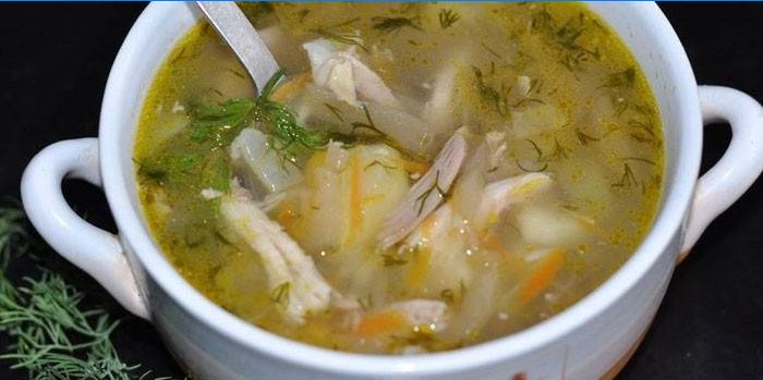 Pearl barley soup with chicken