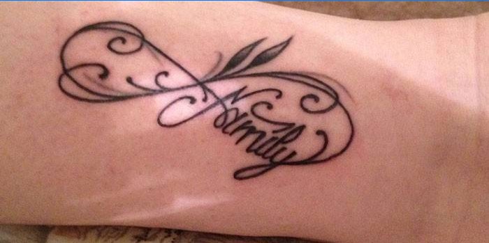 Family tattoo and infinity sign.