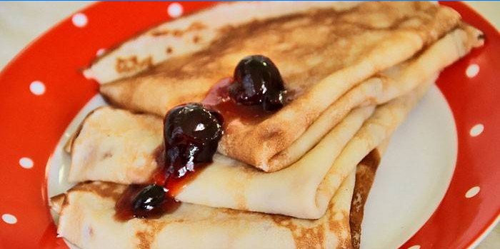 Pancakes with Cherry Jam