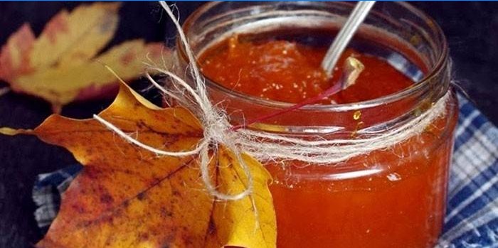 Pumpkin jam in a jar