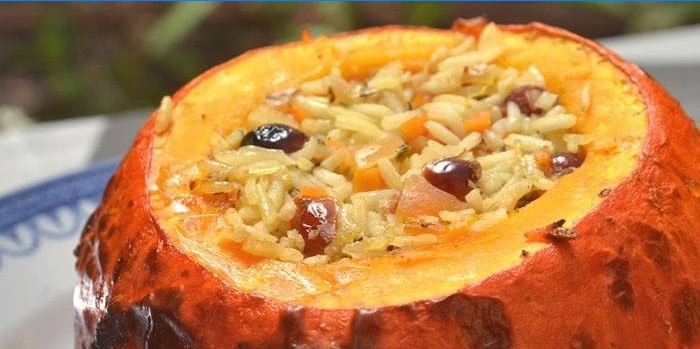 Stuffed Pumpkin with Rice and Dried Fruits