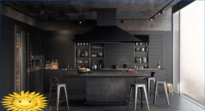 Kitchen with dark facades