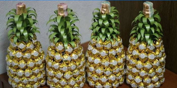 Pineapple made of sweets and champagne