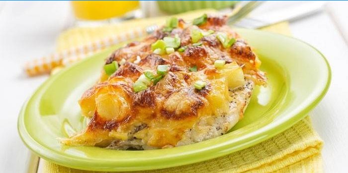 With pineapple and cheese