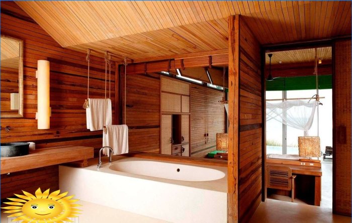 Bathroom in a wooden house: finishing options