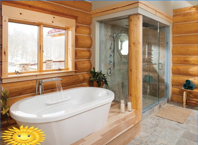 Bathroom in a wooden house: finishing options