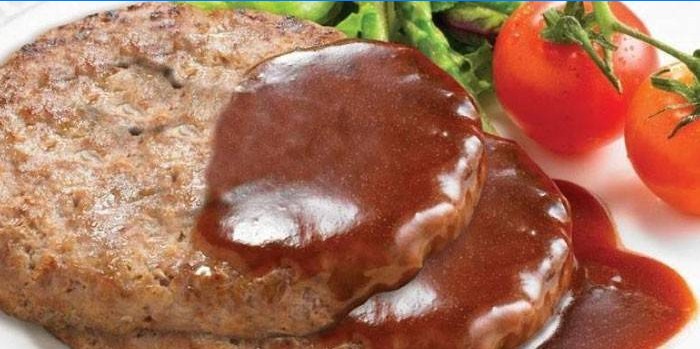 Ground beef steak with sauce