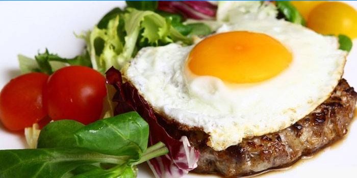 Beef steak with fried egg