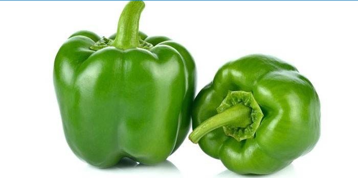 Two green bell peppers