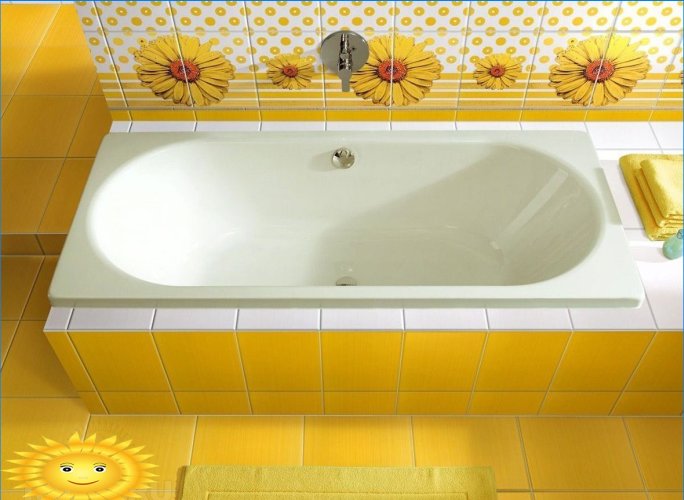 Yellow tiles in the bathroom