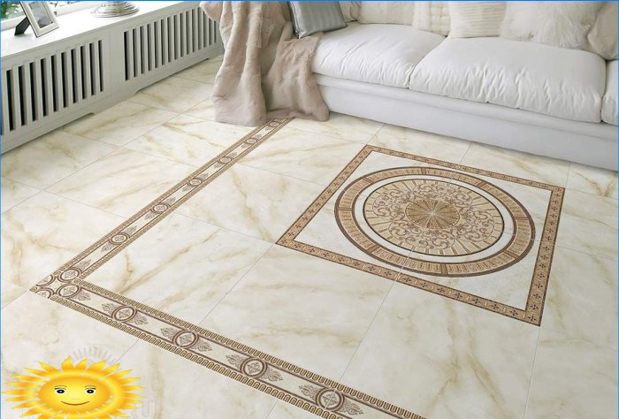 Floor beige tiles