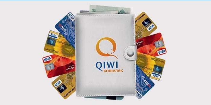 Qiwi logo wallet and plastic cards