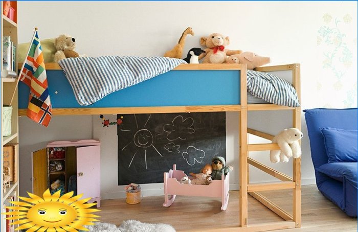 Do-it-yourself loft bed: drawings, diagrams, photos