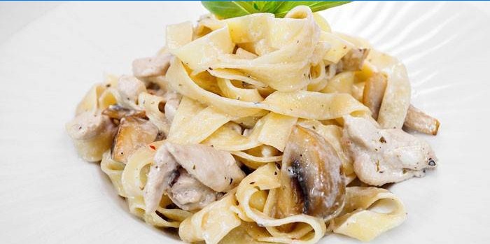 With chicken and mushrooms