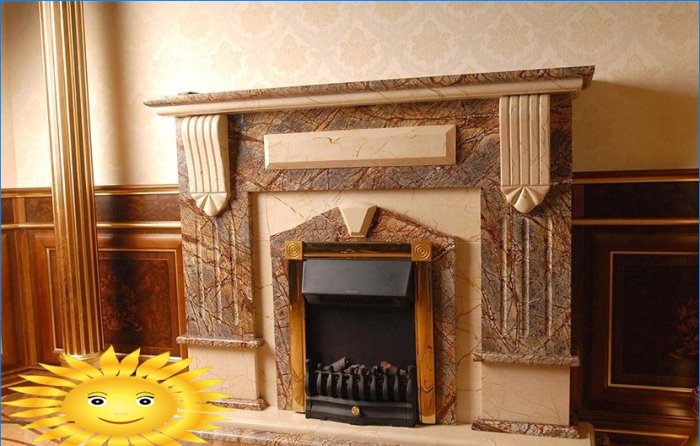 Fireplace in the interior of the house: fireplace cladding