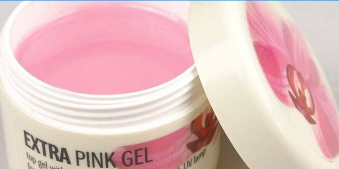 Pink gel base for nail extension in a jar
