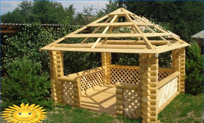Hipped roof on the gazebo