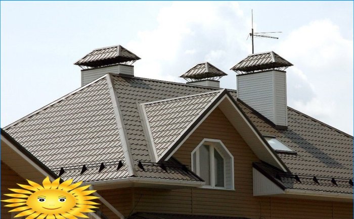Hip roof covered with metal tiles