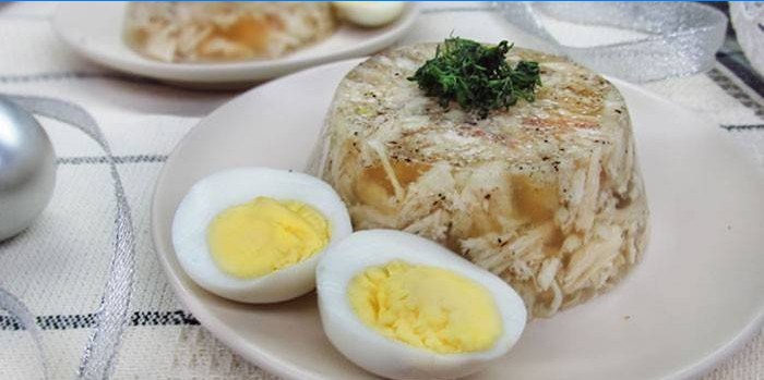 Jellied chicken on a plate