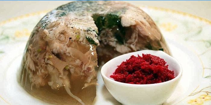 Turkey meat aspic with horseradish