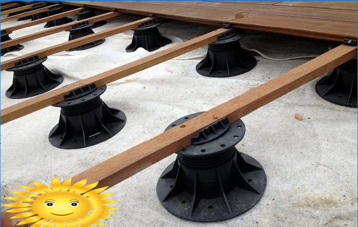 Installation of decking made of wood-polymer composite