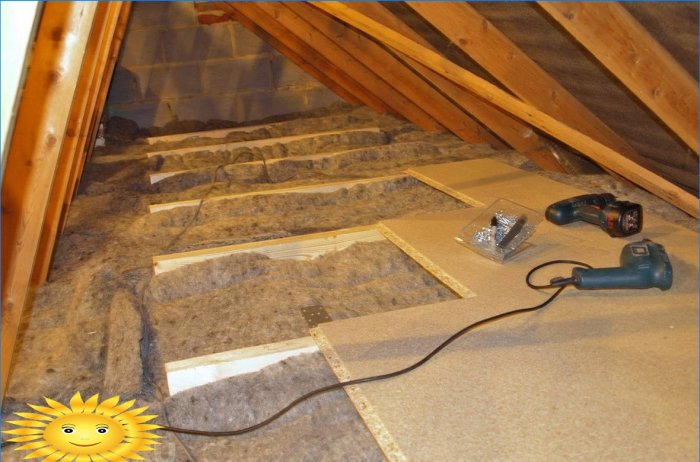 Insulated floor on wooden beams