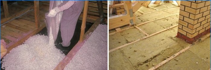 Thermal insulation of floors on wooden beams