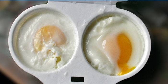 Cooked eggs in a container