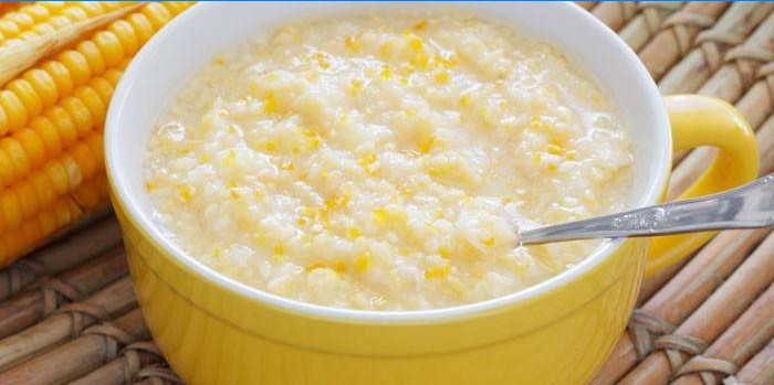 Corn grits porridge in a plate